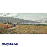 Tranh sơn dầu đồng cỏ xanh mát